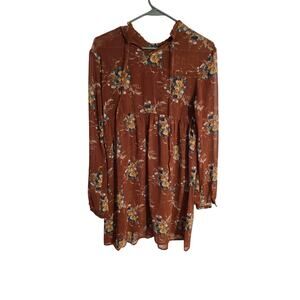 As You Wish Rust Floral Dress Size S